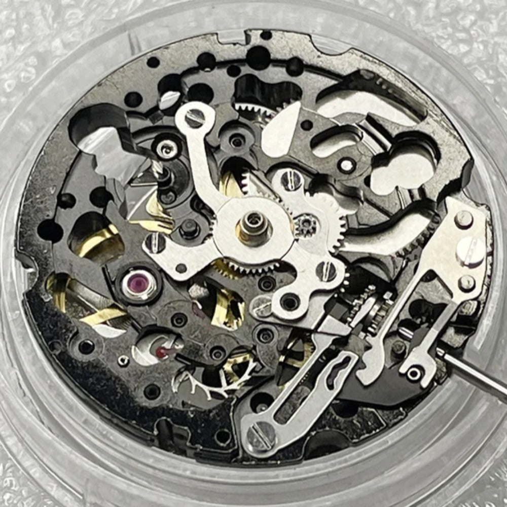 Japan Made Miyota Black+Silver Hollow 8N24 Automatic Mechanical Movement