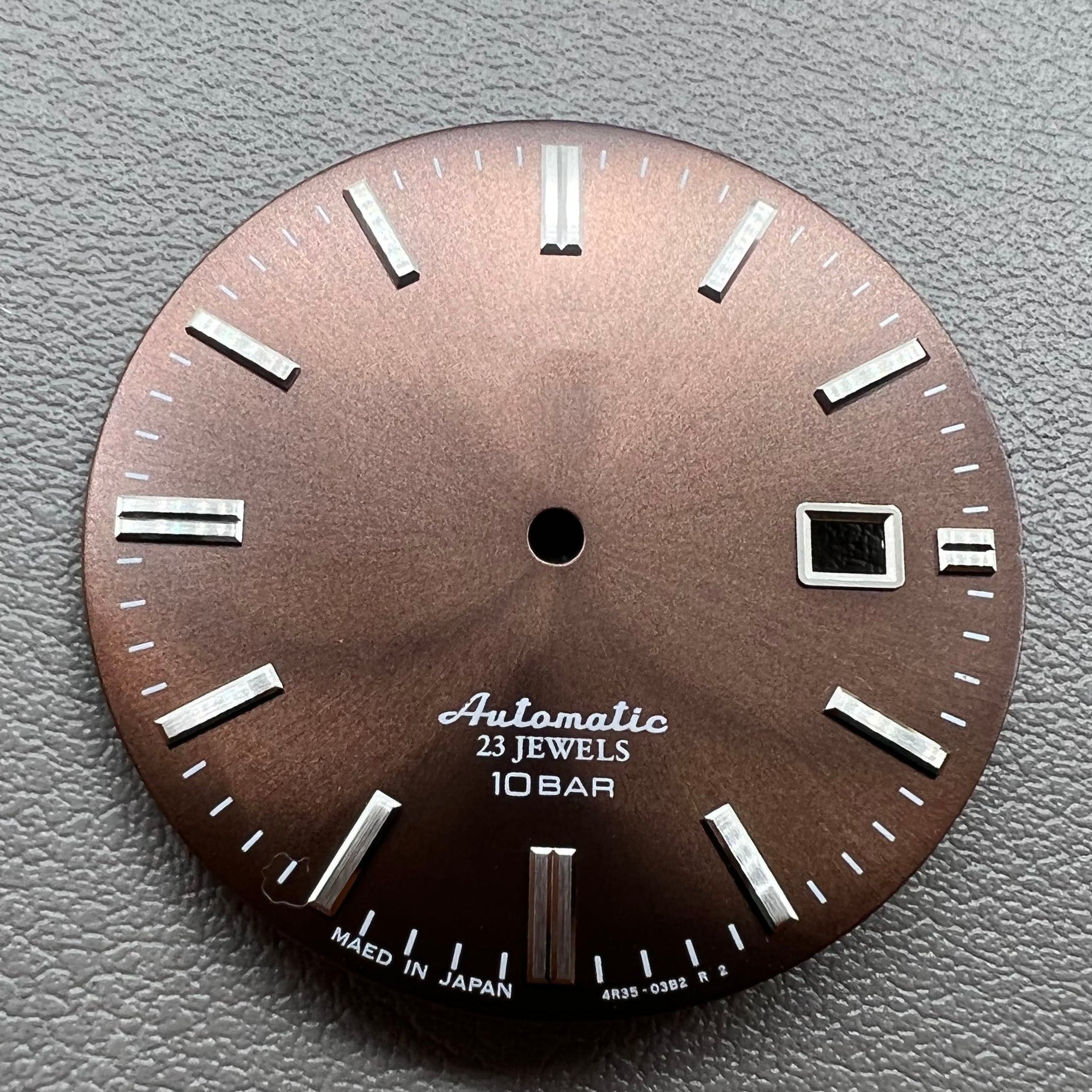 Silver Nail No Lume 34mm Modified Brown Watch Dial for Movement NH35 NH36