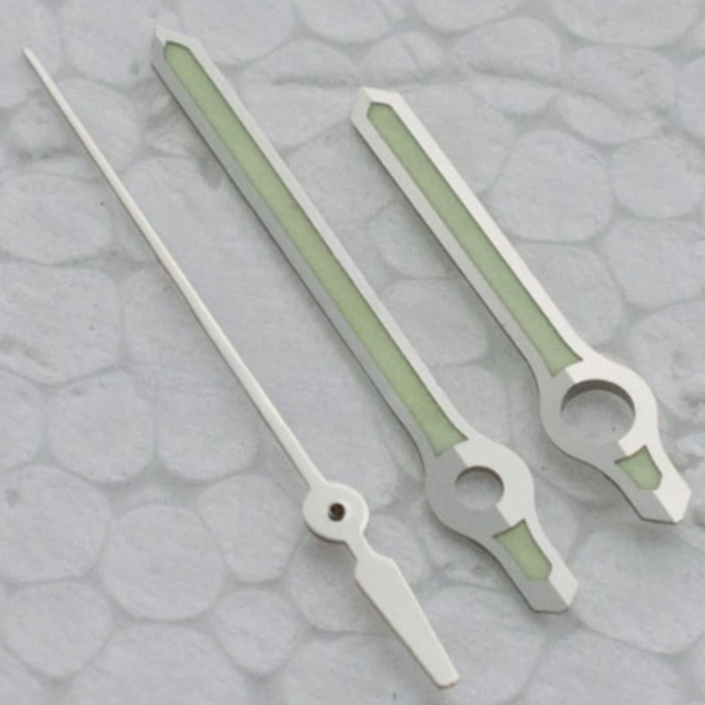 12.6mm Silver Trim Green Luminous Watch Hands for Japan 8200 NH8330 Watch