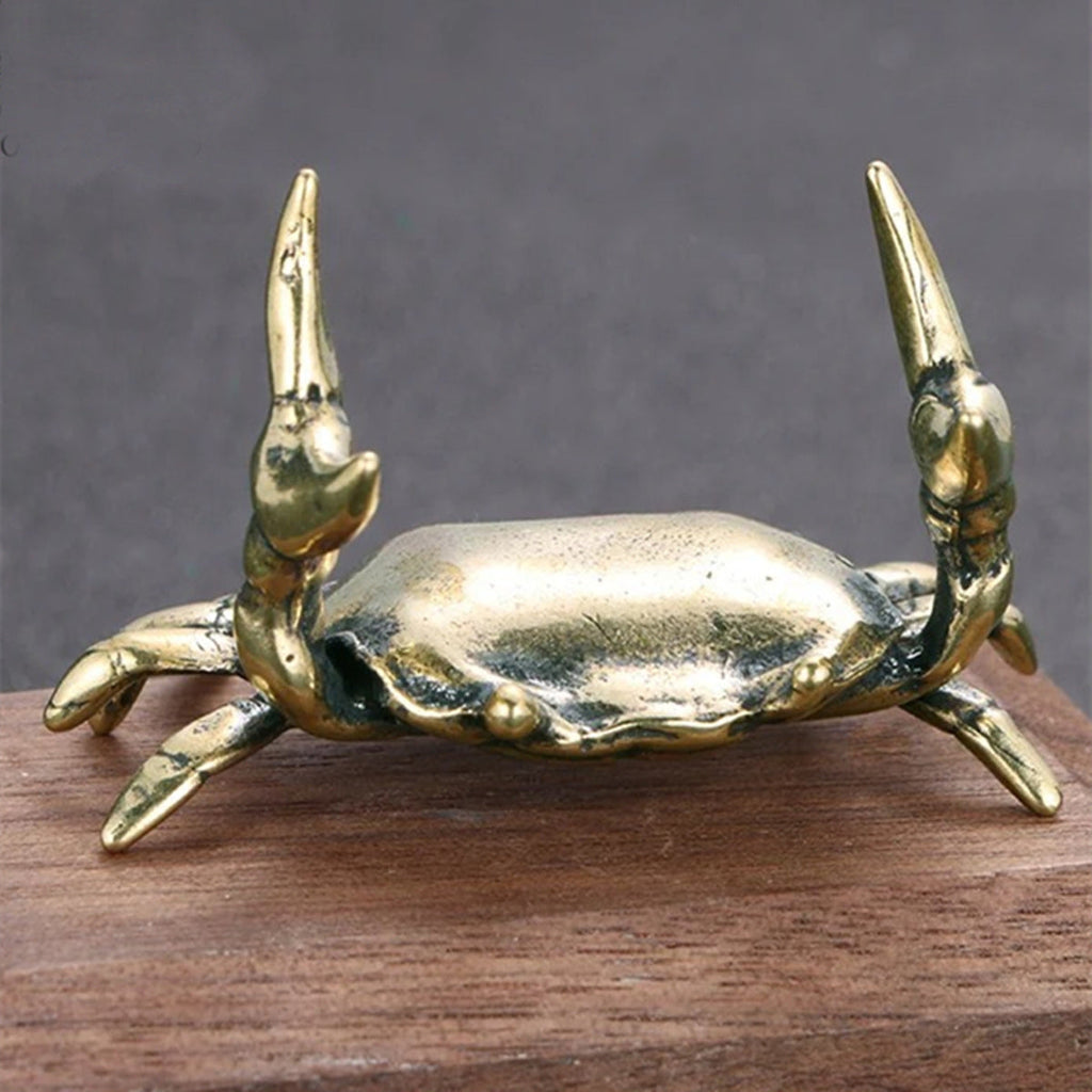 Solid Copper Weightlifting Crab Trinket Vintage Bronze Figurines
