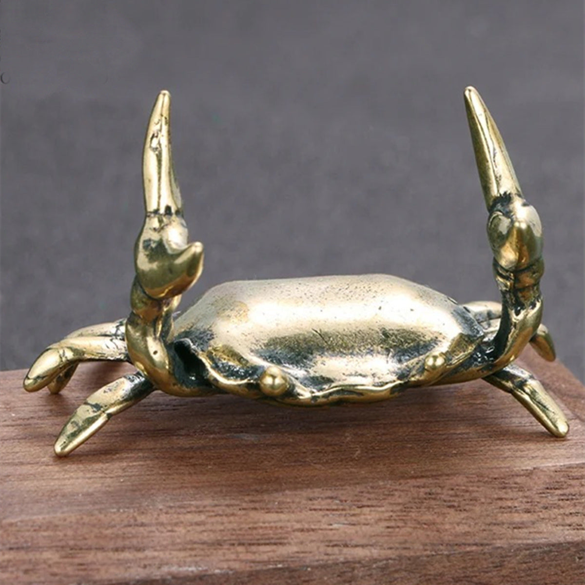 Solid Copper Weightlifting Crab Trinket Vintage Bronze Figurines