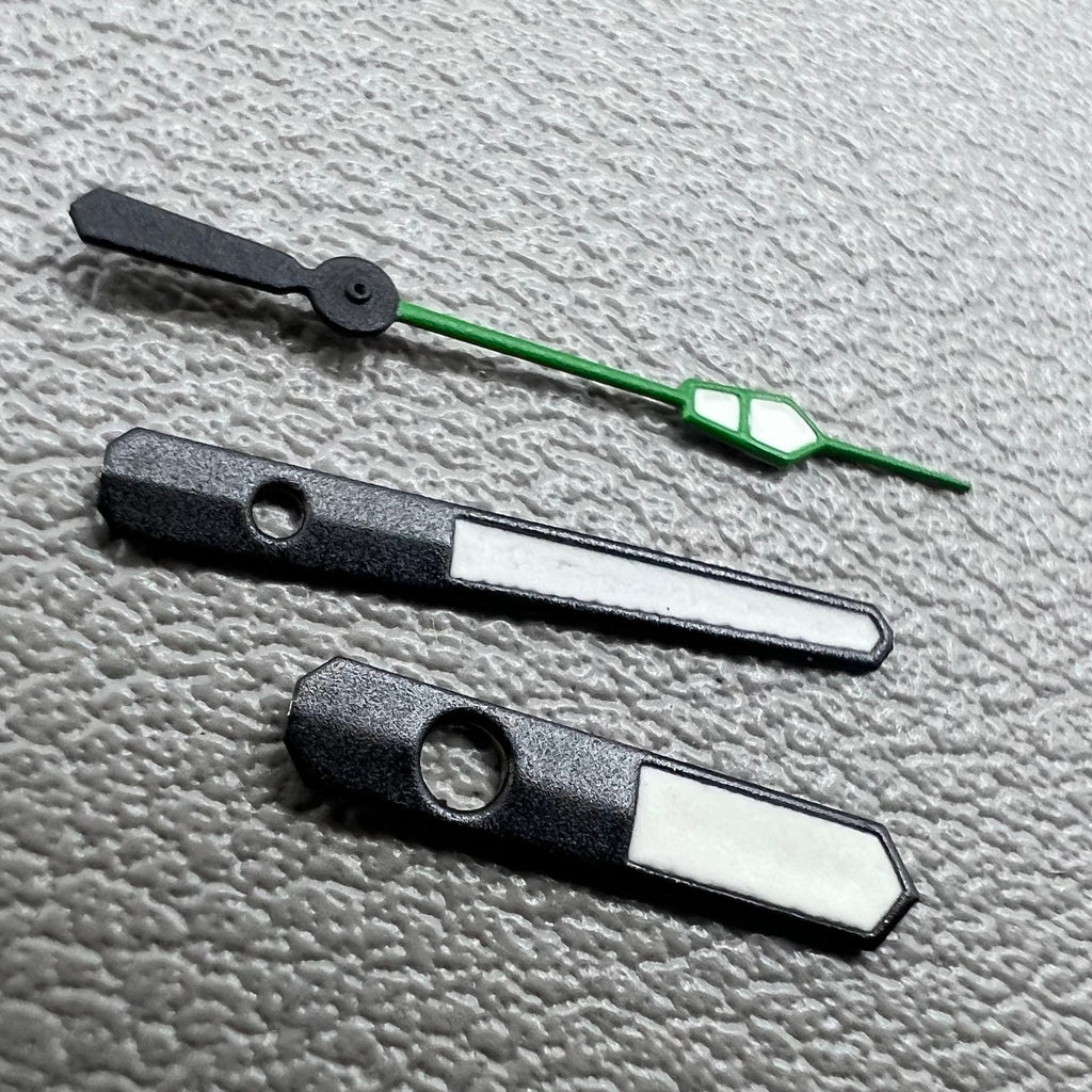 2 Sets/Pack 12.5mm Green+Black Trim Green Lume Hands for NH35 NH36 7S26 7S36