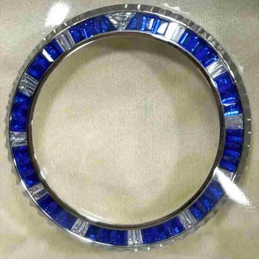 Blue+Silver Daytona T-Shaped Square Diamond Moissanite Watch Bezel For 116599