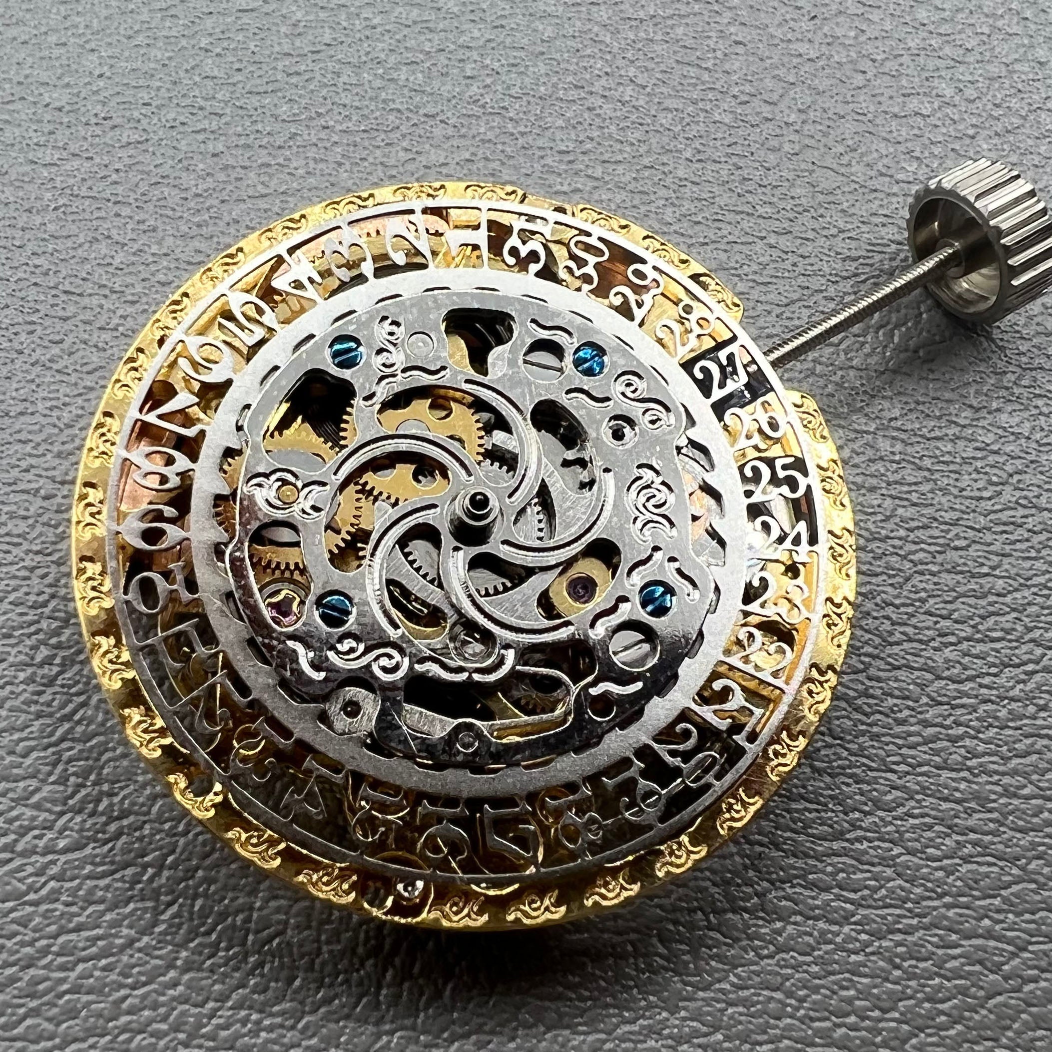 Hangzhou 2189 Golden Hollow Mechanical Movement Single Calendar