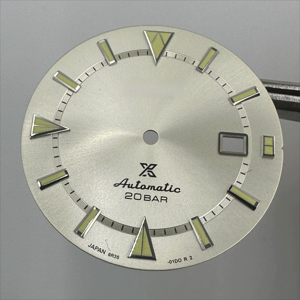 34mm Silver+Silver Trim Nail Datejust Green Lume Watch Dial for 8215 8200