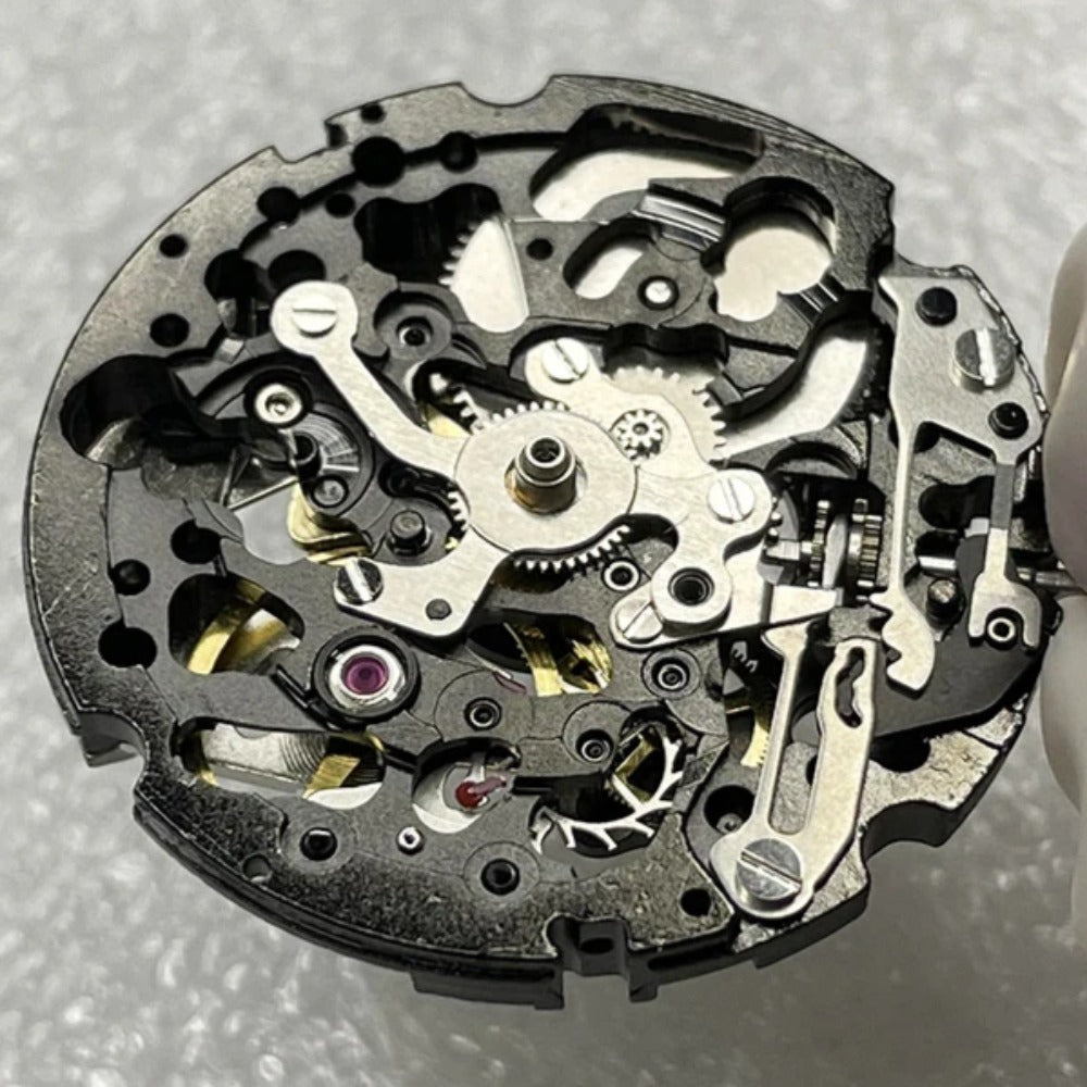 Japan Made Miyota Black+Silver Hollow 8N24 Automatic Mechanical Movement