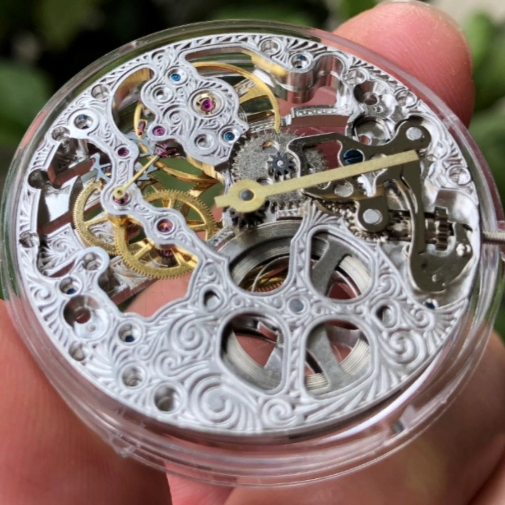 Silver  Hollow Seagull ST3600 Mechanical Movement Replacement of ETA6497