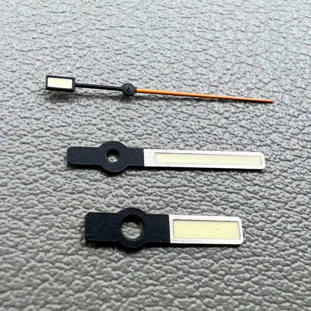 2 Sets Green Luminous Orange Second Hand Silver Trim Hands for NH35/NH36/4R/7S