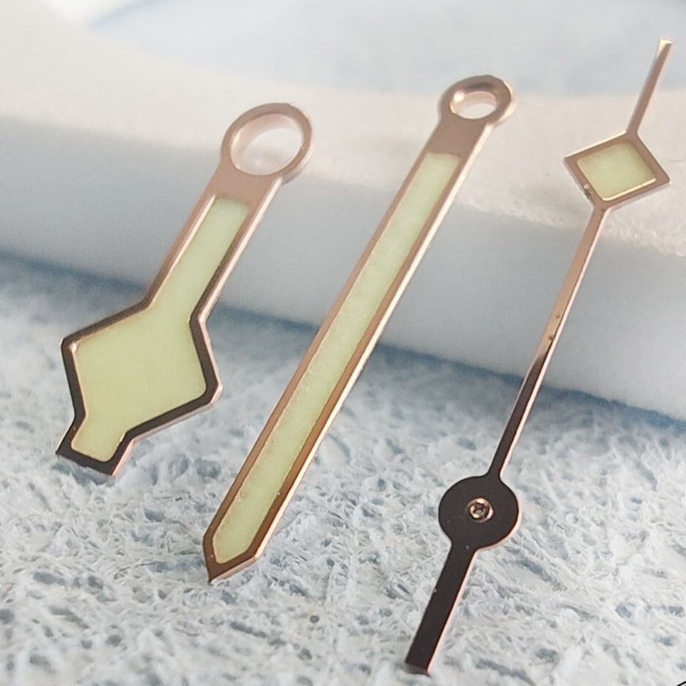 Rose Golden Trim C3 Green Lume Watch Hands for NH34 NH35 NH36 NH38 NH39 NH70