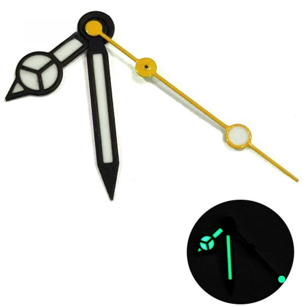 Matted Black Trim White Painted Lume Yellow Second Hand Watch Hands for NH35/36