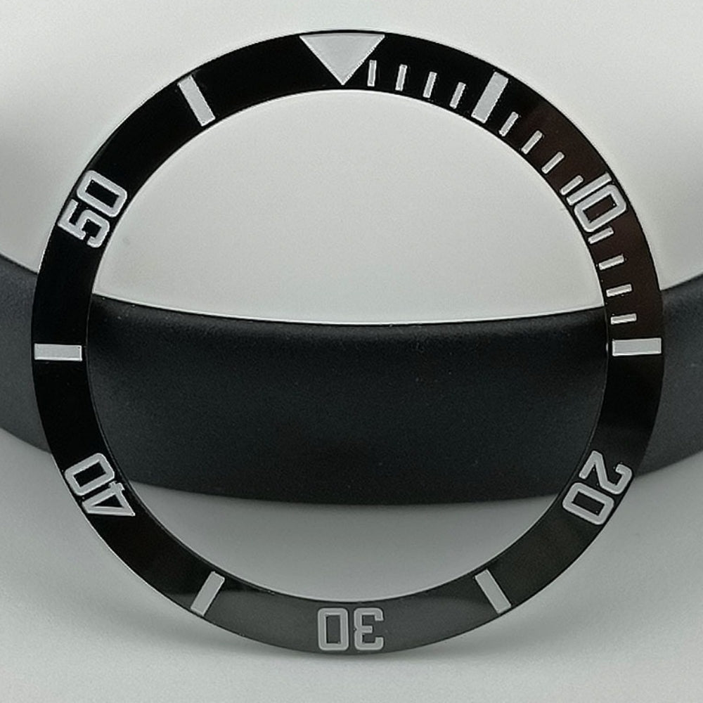 37.5mm NO Lume Ceramic Black SUB Watch Bezel Slope White Font Watch Part