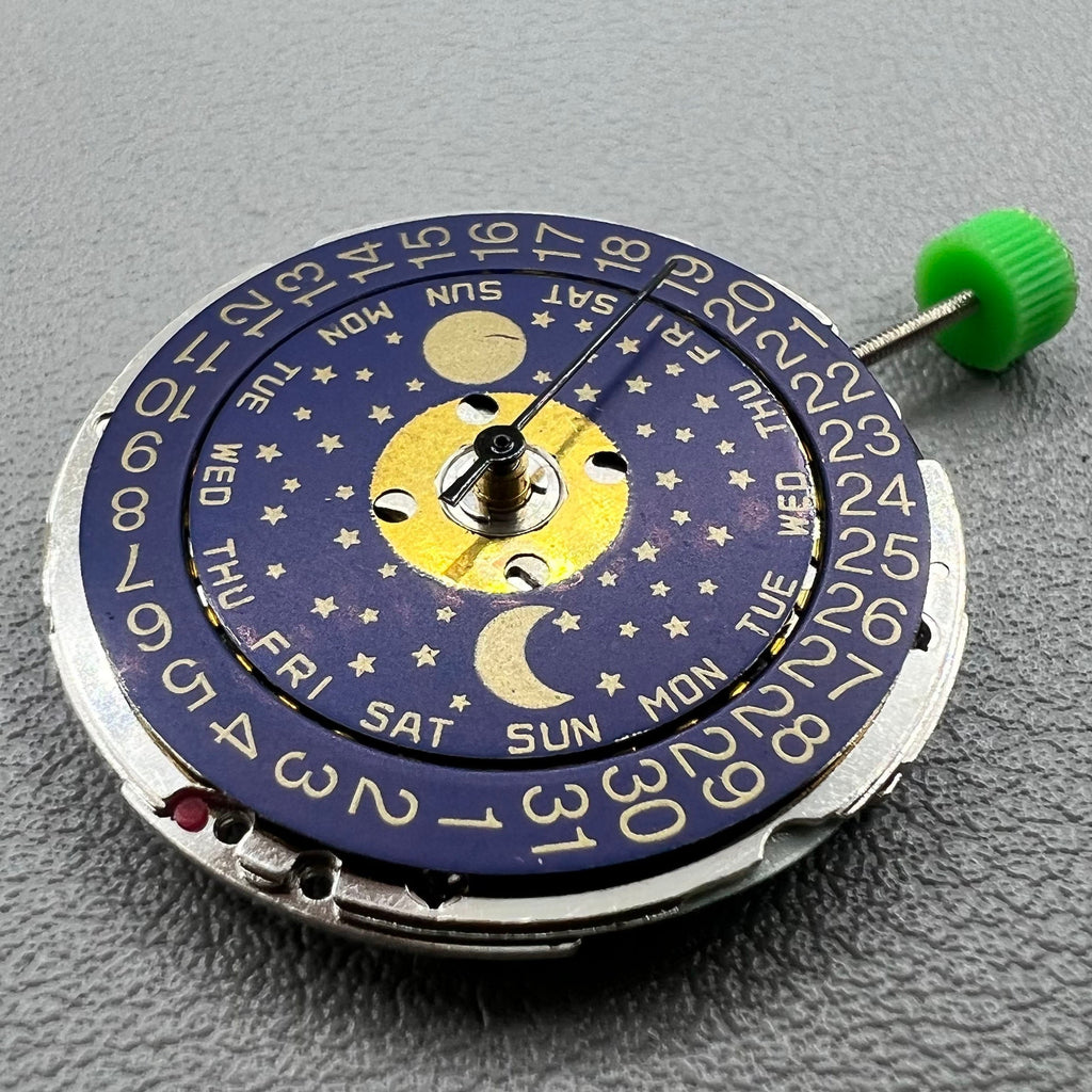 Swiss ISA 1198 Quartz Movement Day Date 3 Hands Moon Phase