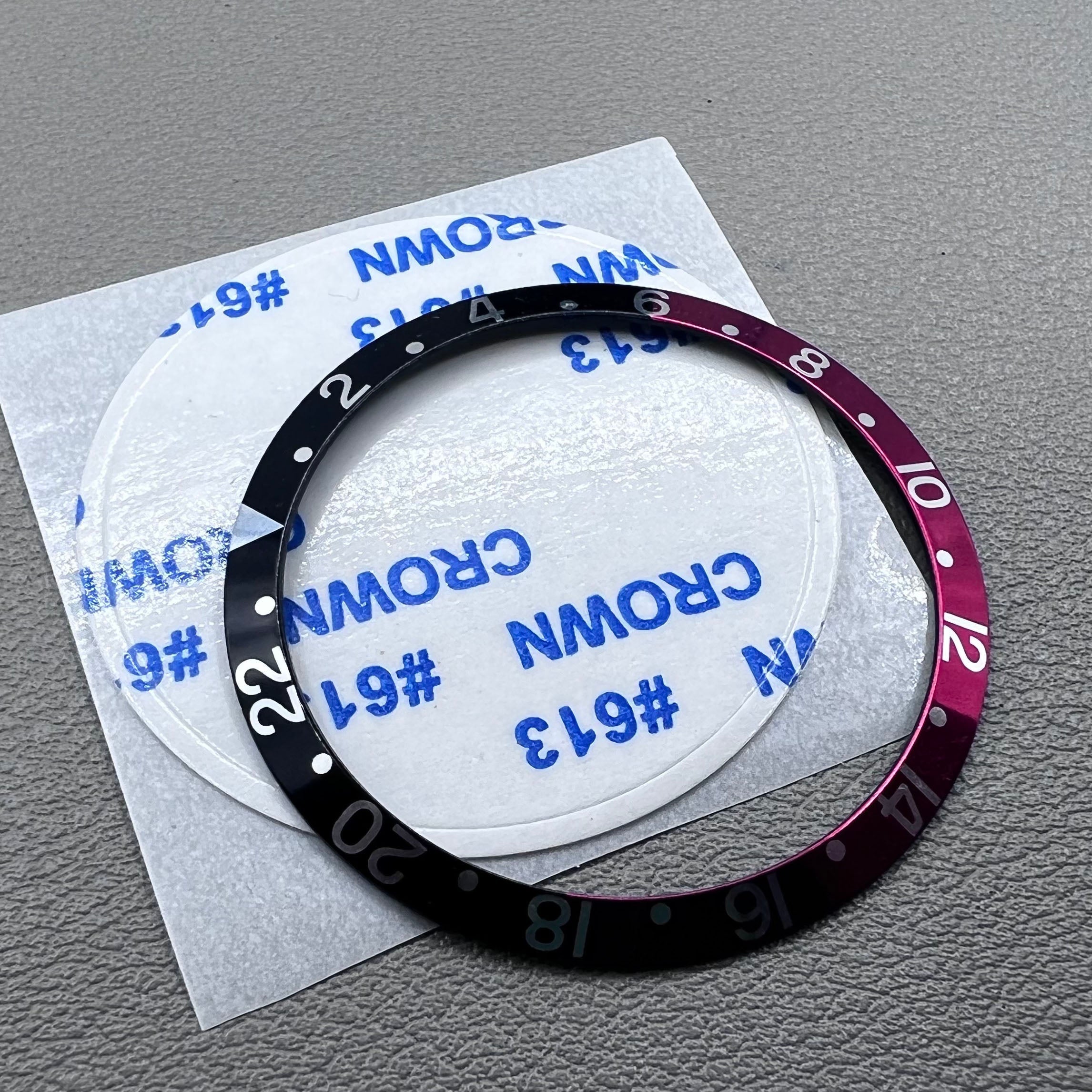 36.5*30.8mm Black Red Watch Bezel Green Luminous Vintage Aluminum Alloy Slope