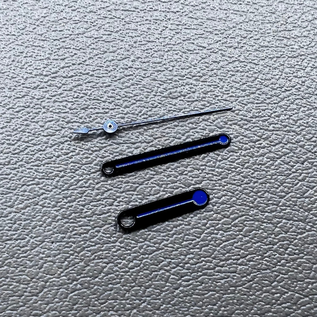 2 Sets Round Tip Black Trim Blue Painted Watch Hands for Ronda 515 Movement
