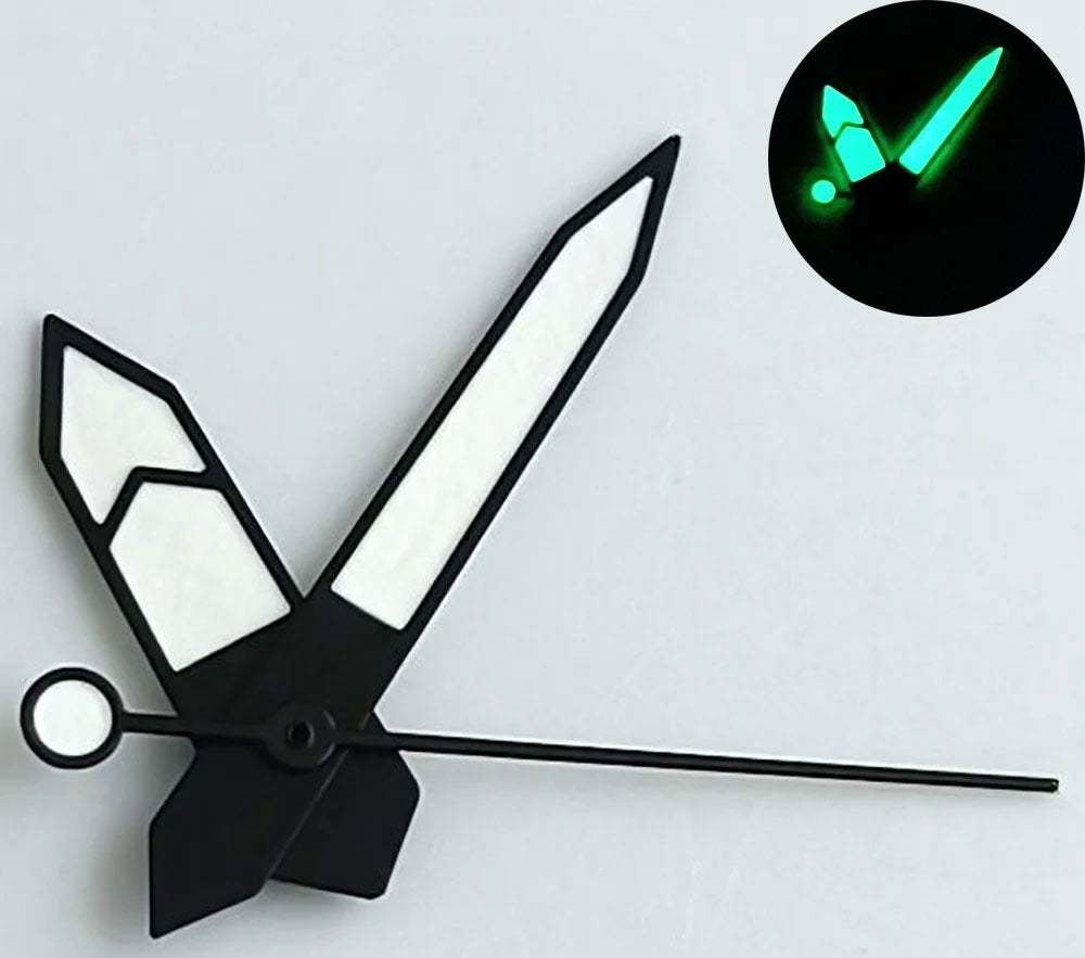 Green Lume White+Black Trim Watch Hands Set for NH35 NH36 7S26 NH70 NH72