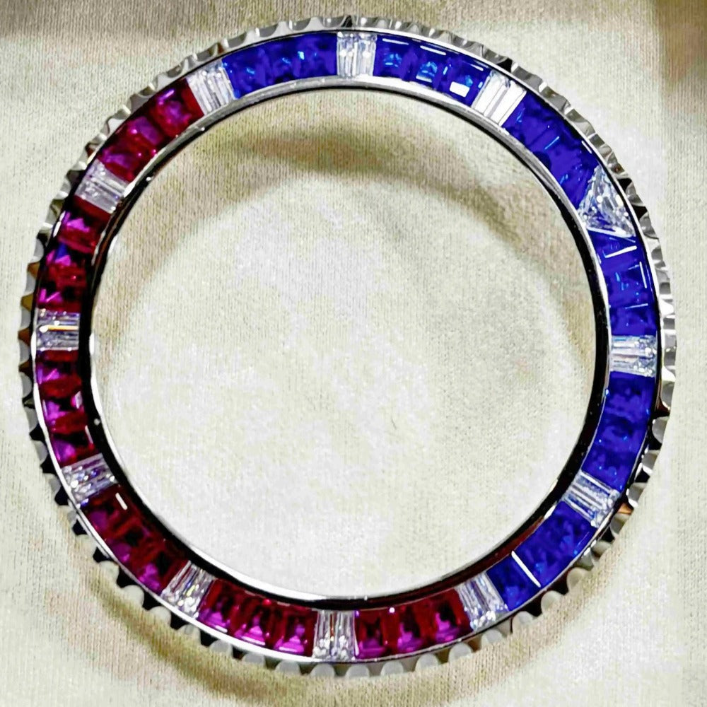 Purple+Blue Daytona T-Shaped Square Diamond Moissanite Watch Bezel For 116599