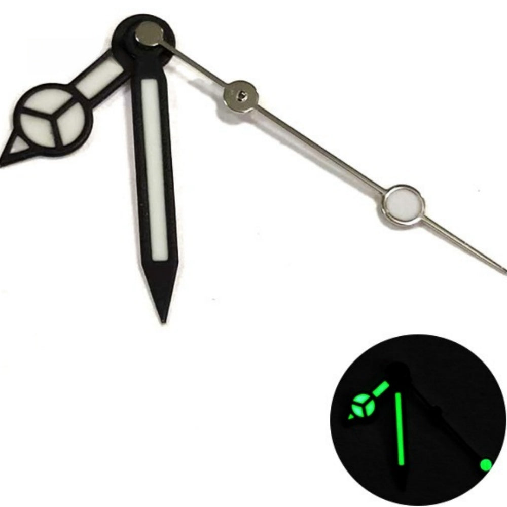 Matted Black Trim White Painted Lume Silver Second Hand Watch Hands for NH35/36
