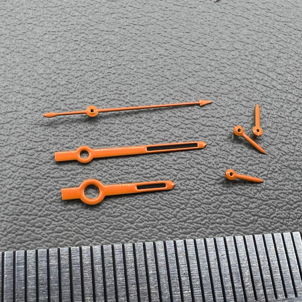 Orange Trim Black Painted Green Lume Watch Hands Set for VK63 Movement