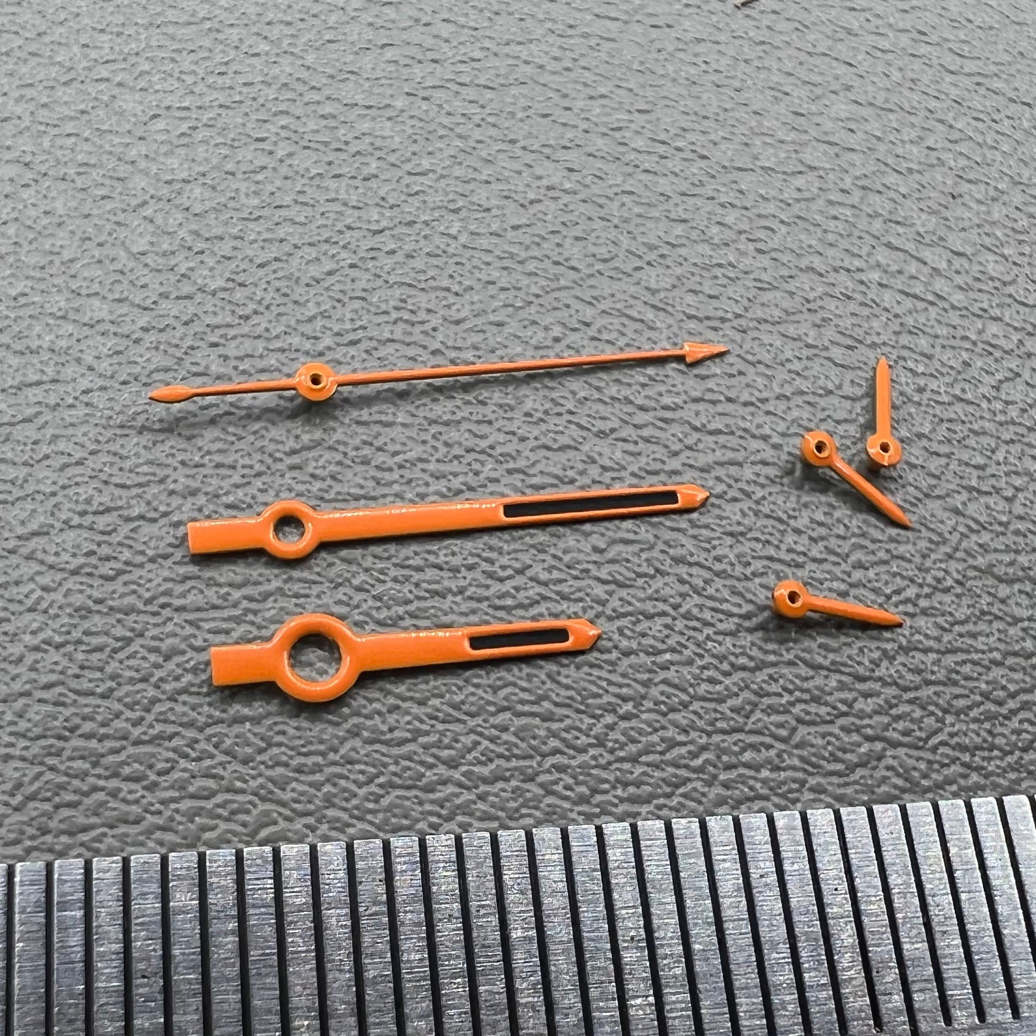 Orange Trim Black Painted Green Lume Watch Hands Set for VK63 Movement