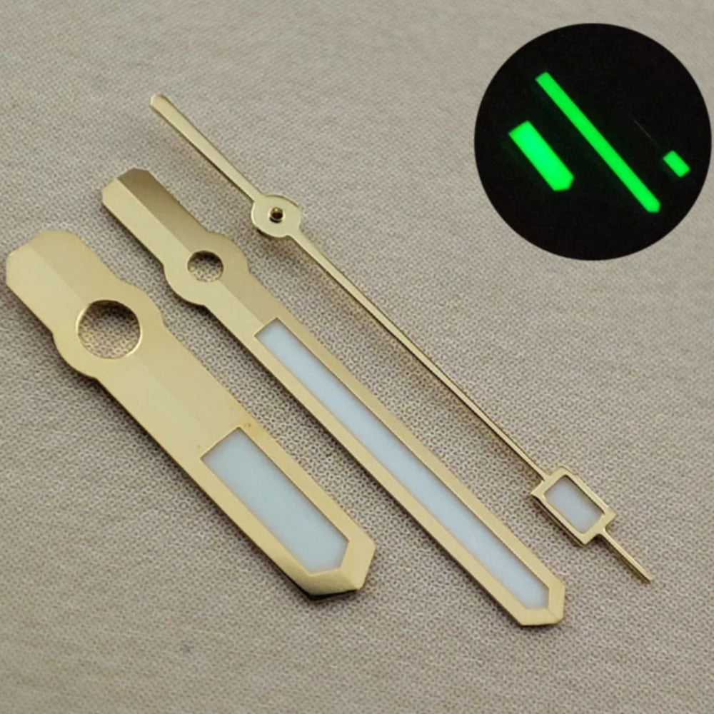 Modified 13mm Green Luminous Golden Trim Watch Hands for NH35/36 NH38 NH72