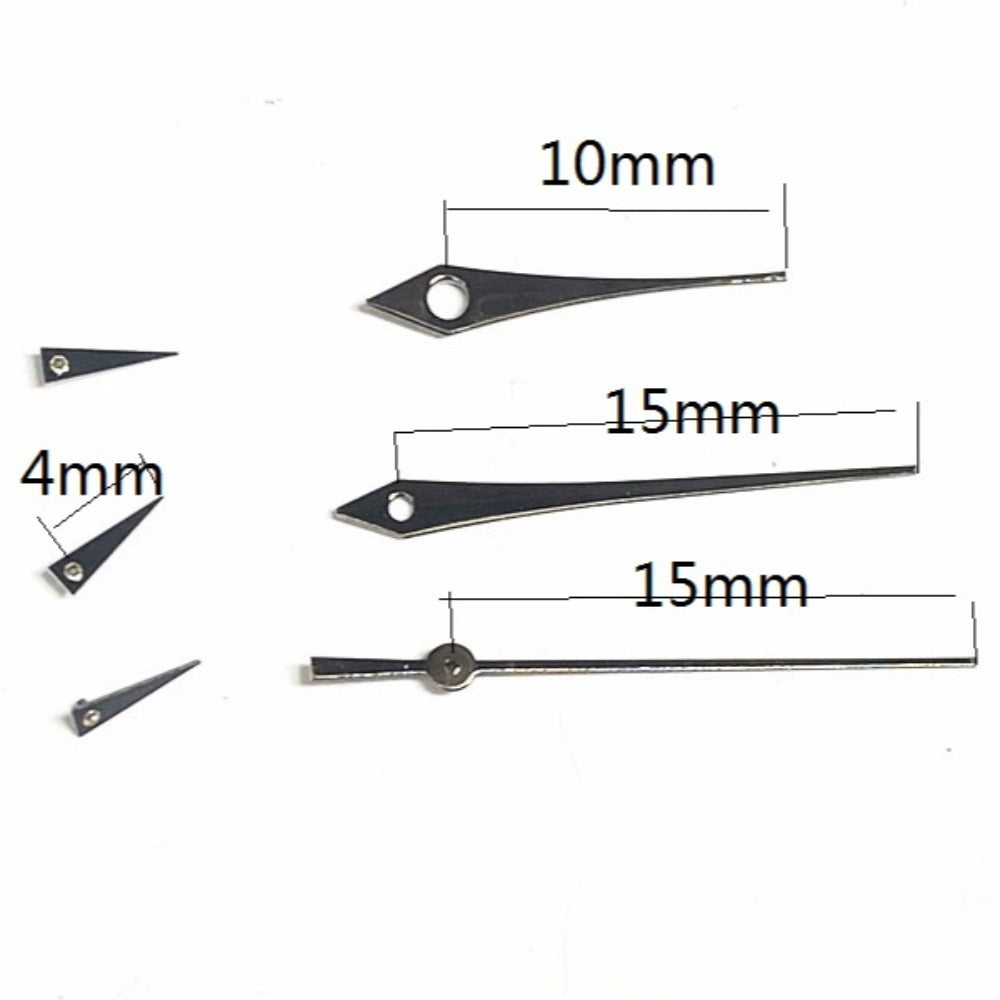 15mm Black Painted Long Arrow Shape 6 Hands Watch Hands for Miyota JS15 Quartz
