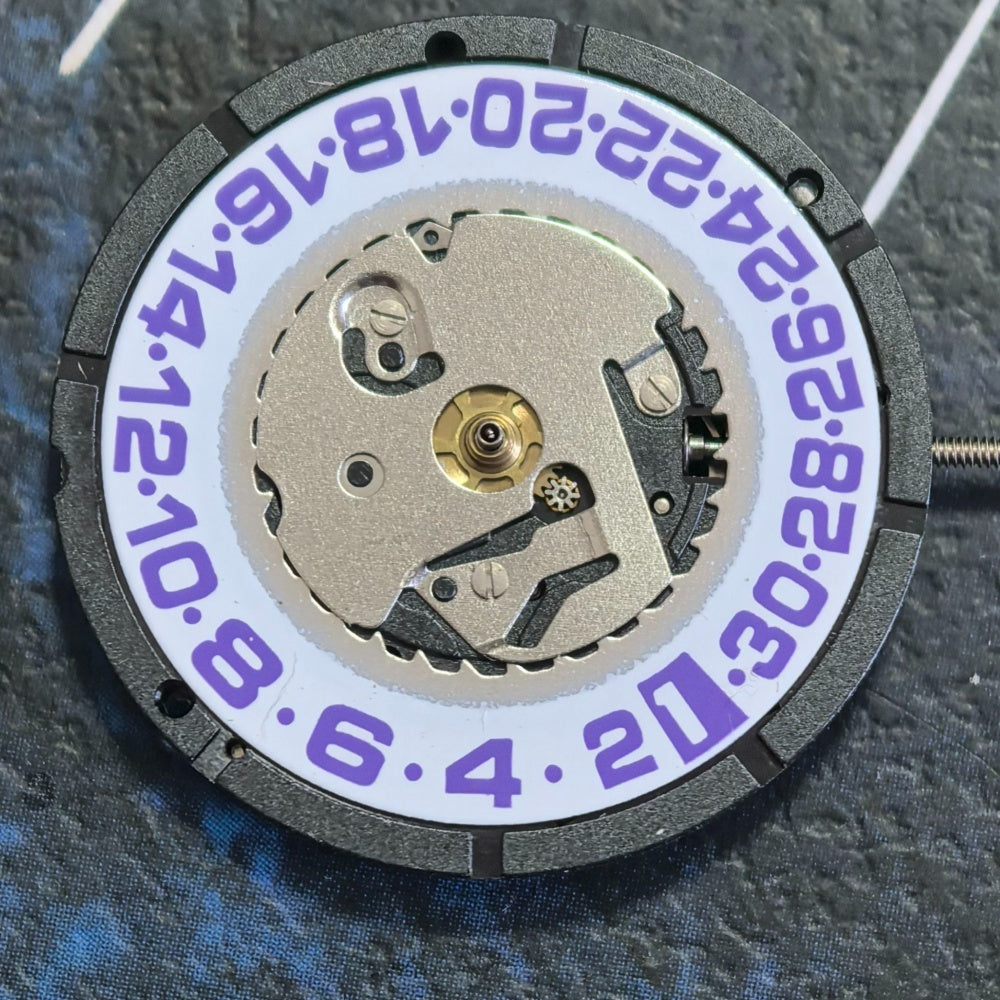 Swiss ISA 2320 Quartz Movement 3 Hands White Disk Purple Font Watch Part