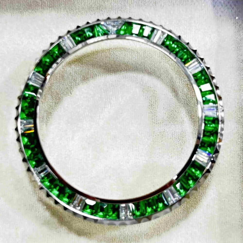Green+Silver Daytona T-Shaped Square Diamond Moissanite Watch Bezel For 116599