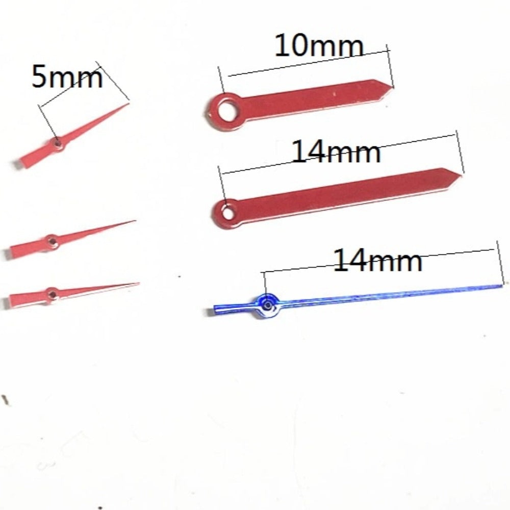 14mm Red+Blue Painted 6 Hands Watch Hands for Miyota JS15 Quartz Movement