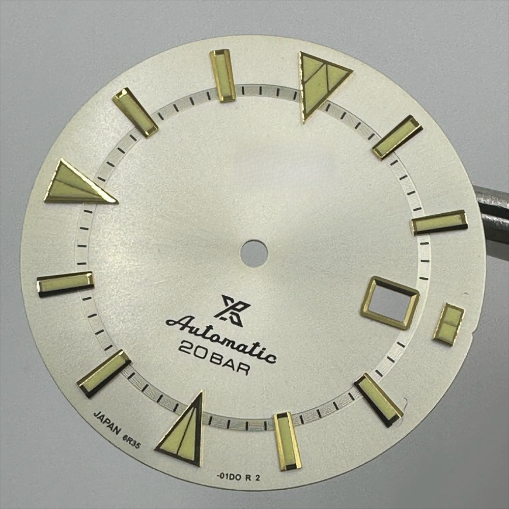 34mm Silver+Golden Trim Nail Datejust Green Lume Watch Dial for 8215 8200
