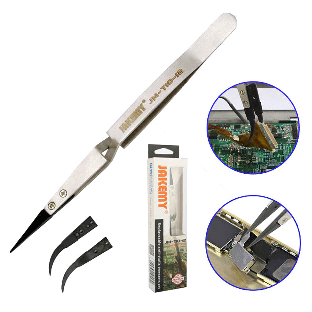 JM-T10-12 Steel Precision Anti-static ESD Electronics Tweezers for iPhone Repair